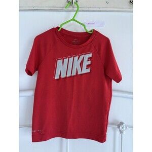 Toddler Boys Nike Shirt Red 4t Dri-Fit Fabric Gray Nike swoosh